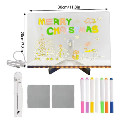 GlowBoard™ Kreatives Wiederbeschreibbares Acryl-LED-Nachrichtenschild Inkl. Leuchtstiften