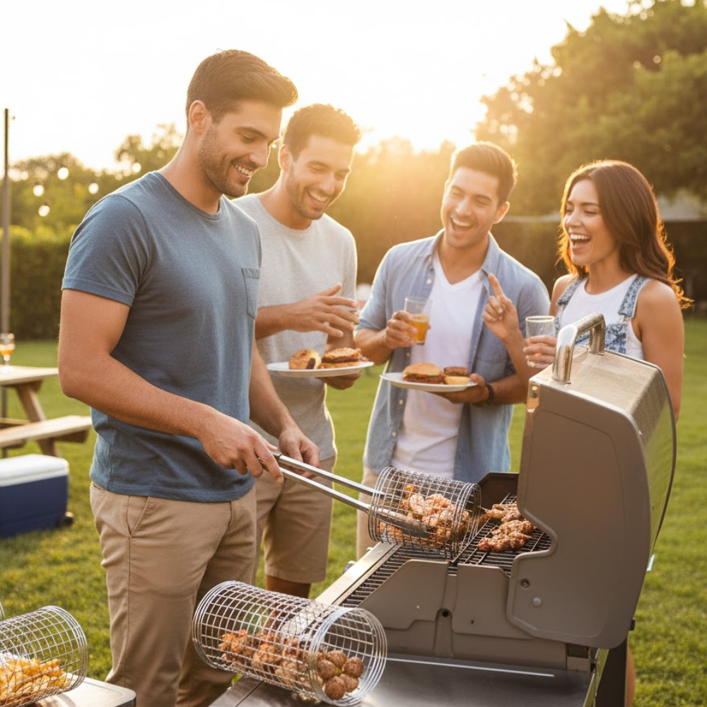 GrillRoll™ Zylinder-Grillkorb – Grenzenloses Grillen & Perfektes Wenden