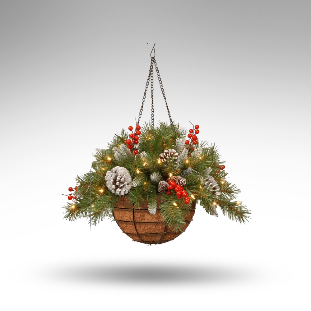 LichtKorb™ – Solar Weihnachts-Blumenampel mit LED-Glanz