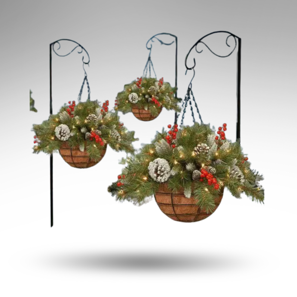 LichtKorb™ – Solar Weihnachts-Blumenampel mit LED-Glanz