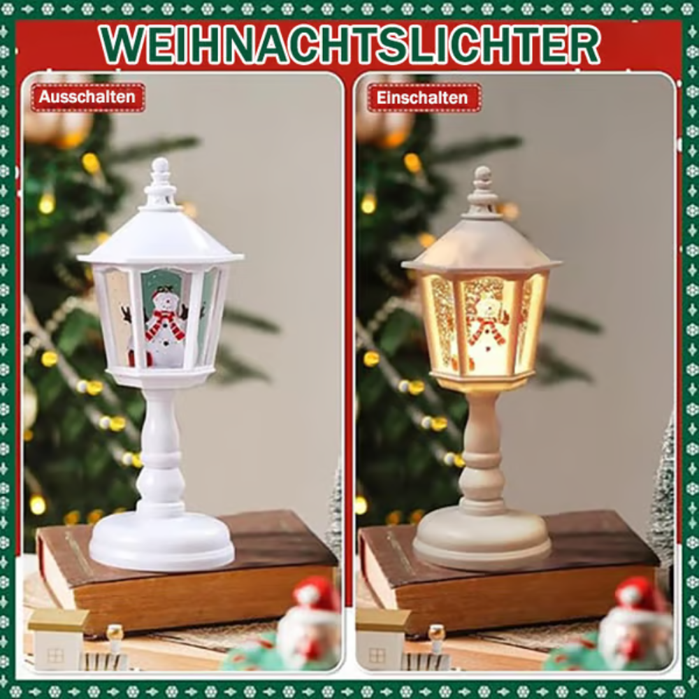 MelodyGlow™ Musikalische Weihnachts-Tischlampe mit Schneekugel & LED-Beleuchtung