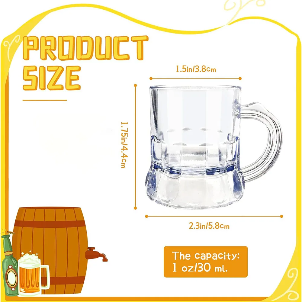 MiniBierkrüge™ 24er-Set (30 ml) – Kleine Plastikbierkrüge im Oktoberfest-Stil