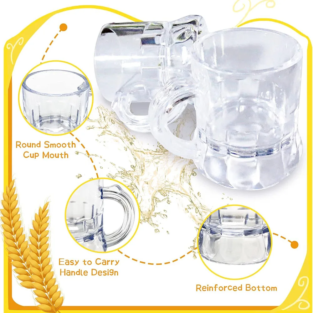 MiniBierkrüge™ 24er-Set (30 ml) – Kleine Plastikbierkrüge im Oktoberfest-Stil