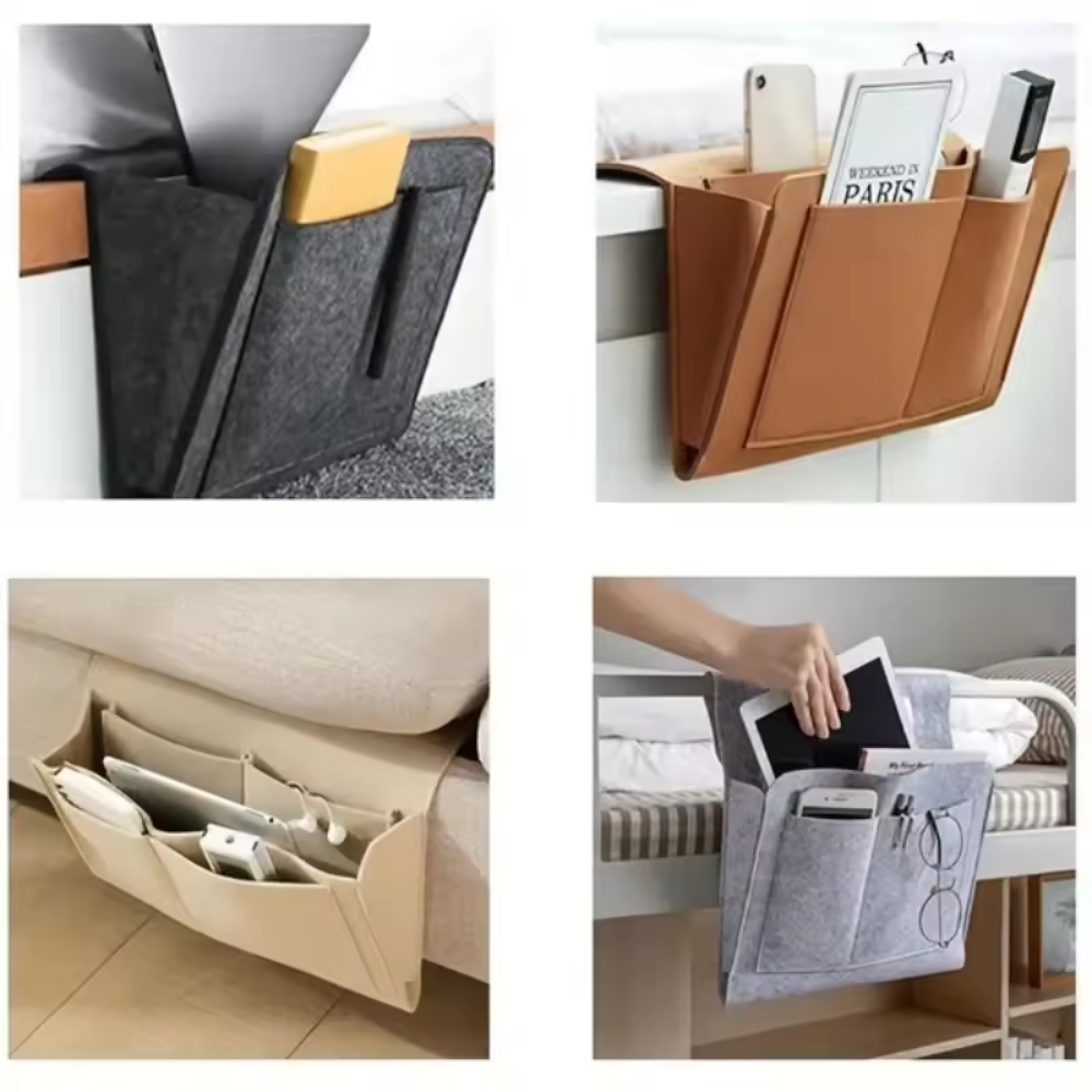 NachtNest™ – Bettablage mit Taschen für Buch, Tablet & Co