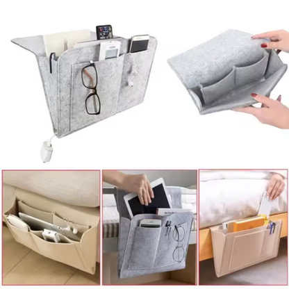 NachtNest™ – Bettablage mit Taschen für Buch, Tablet & Co