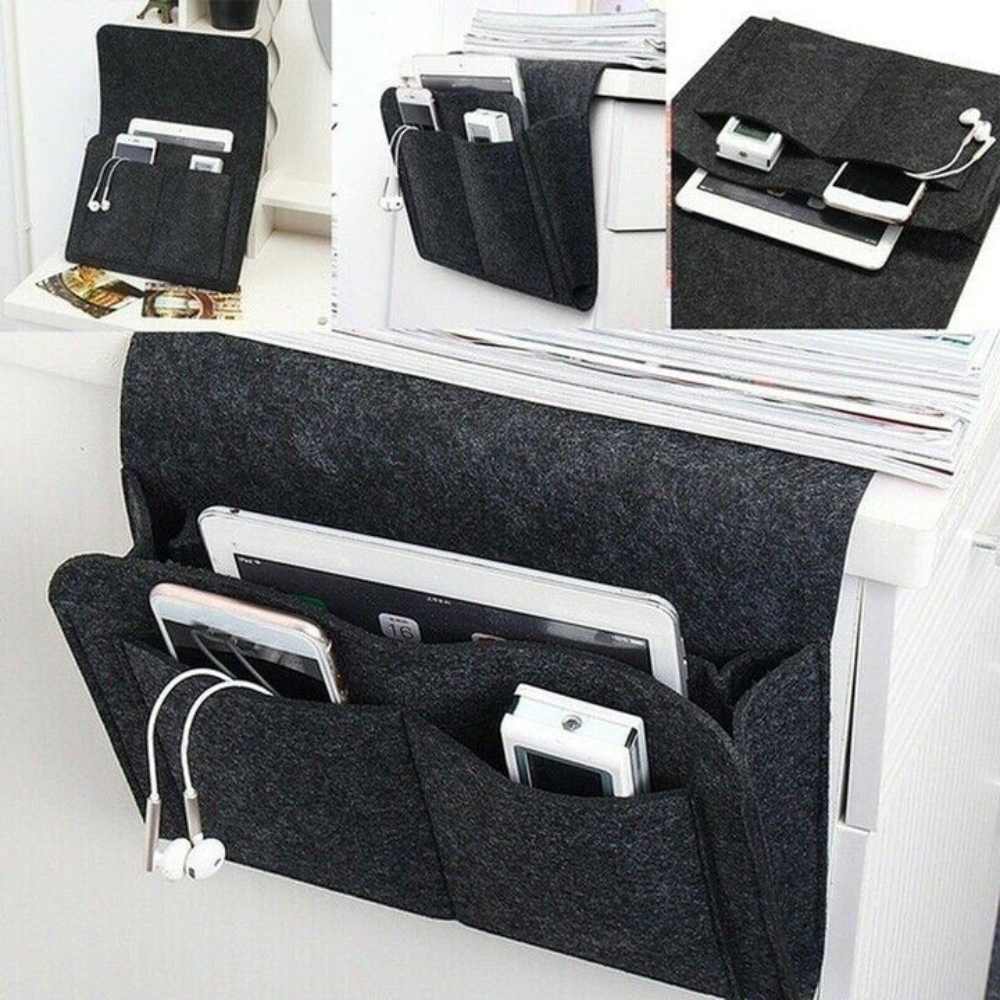 NachtNest™ – Bettablage mit Taschen für Buch, Tablet & Co