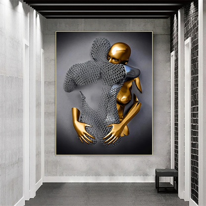 NordAmor™ 3D Herz Wall Art – Abstracte Metallskulptur in Silber & Gold Effekt
