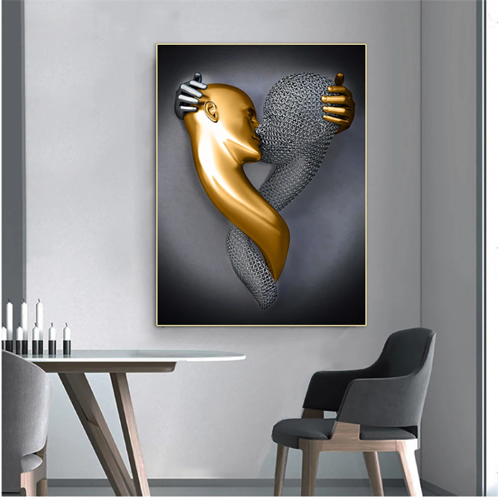 NordAmor™ 3D Herz Wall Art – Abstracte Metallskulptur in Silber & Gold Effekt