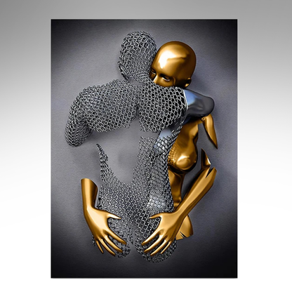 NordAmor™ 3D Herz Wall Art – Abstracte Metallskulptur in Silber & Gold Effekt
