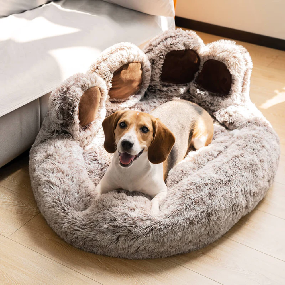 PawCircle™ - Großes, rundes Hundebett in kuscheliger Pfoten-Optik