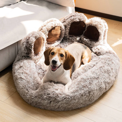 PawCircle™ - Großes, rundes Hundebett in kuscheliger Pfoten-Optik