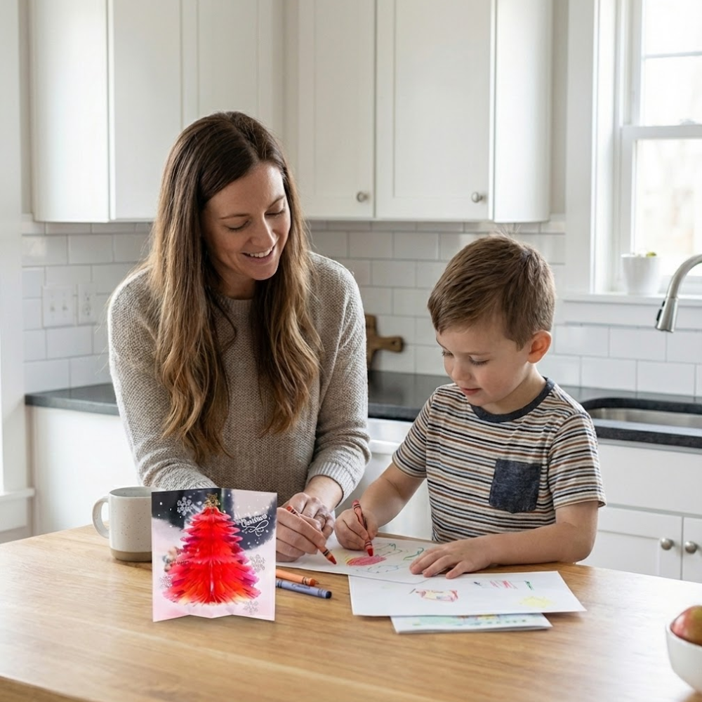 PopUpWish™ 3D-Weihnachtskarte – Handgefertigte Kunst & Magie