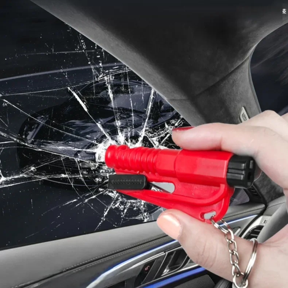 SafeKey™ – 3-in-1 Sicherheits-Schlüsselanhänger mit Fensterbrecher & Gurtschneider