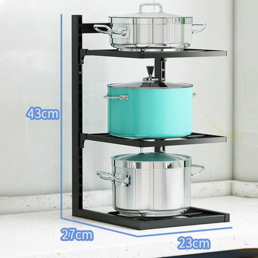 SpaceTier™ Mehrstufiges Küchen-Regal als freistehende Topf-Ablage