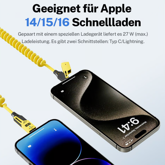 SpeedCoil65™ – 4-in-1 USB-Schnellladekabel, federnd & ausziehbar