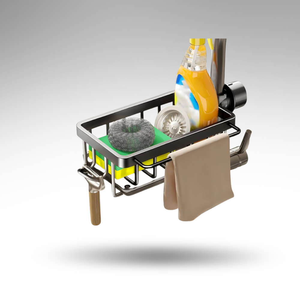 SpongeGrip™ Edelstahl-Halter – Maximale Ordnung & Hygiene am Spülbecken