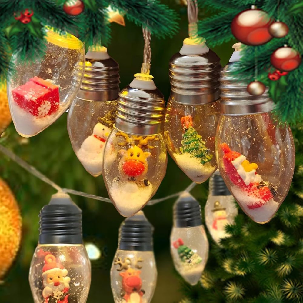 VintageGlow™ Retro LED-Lichterkette mit Weihnachtsfiguren für festliche Dekoration