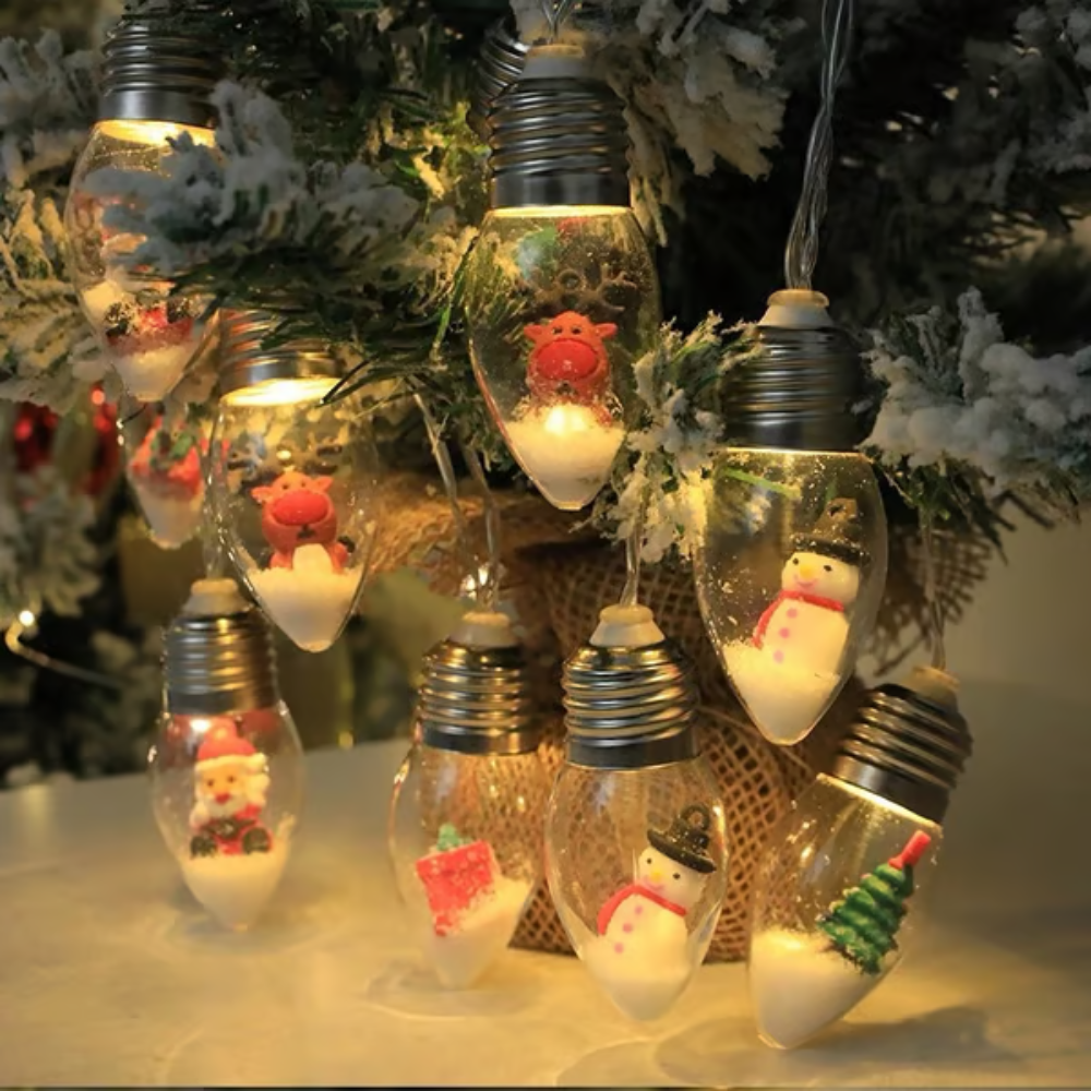 VintageGlow™ Retro LED-Lichterkette mit Weihnachtsfiguren für festliche Dekoration