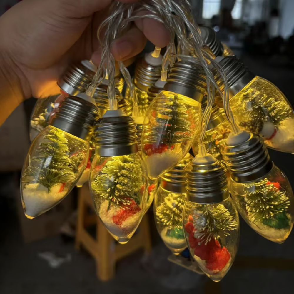 VintageGlow™ Retro LED-Lichterkette mit Weihnachtsfiguren für festliche Dekoration