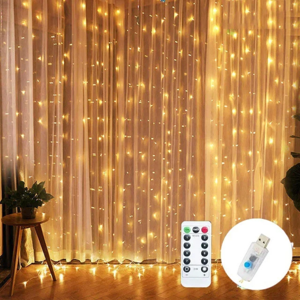VorhangLicht™ – USB LED-Gardinenlichterkette für magische Atmosphäre