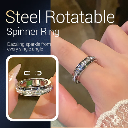 ZenVibe™  Anti-Stress Titanstahl-Ring mit Drehbarem Spinner & Zirkonia