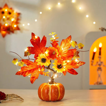 HerbstGlanz™ – Deko-Set mit Kürbis, Ahornblättern & Lichterkette