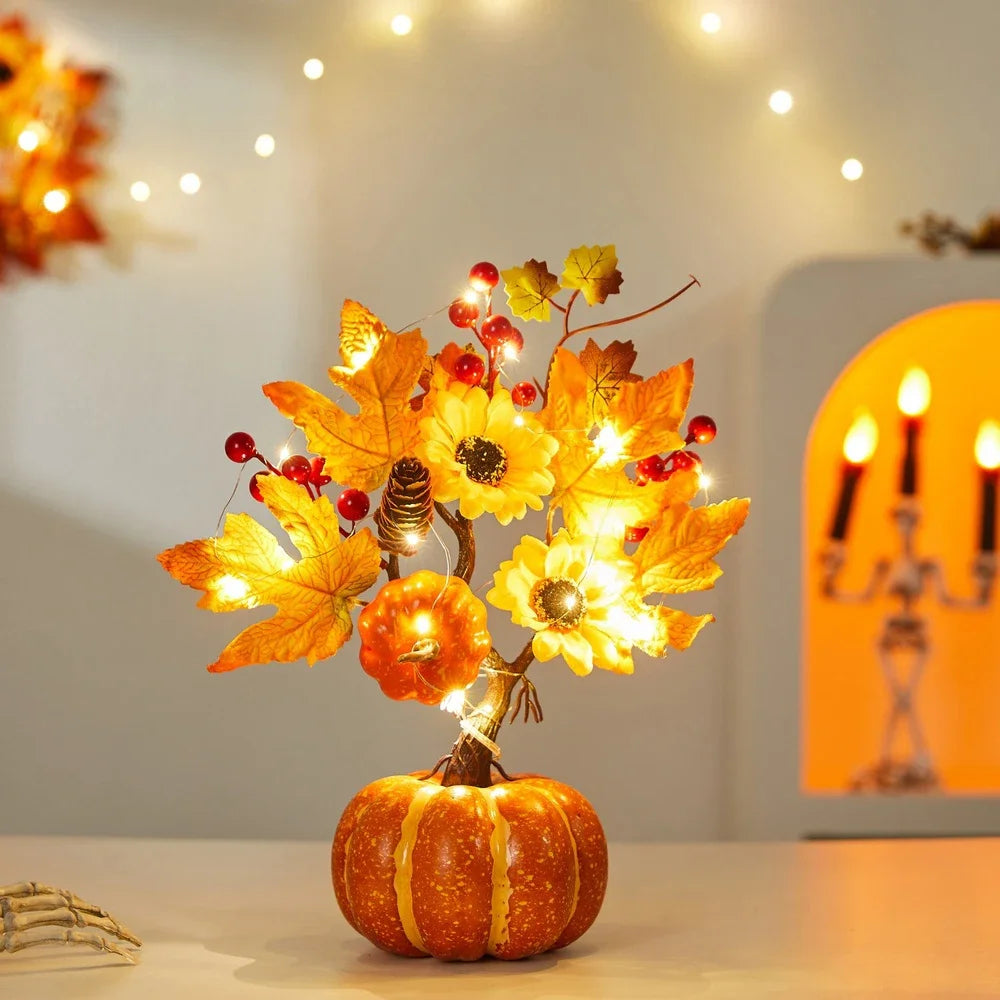 HerbstGlanz™ – Deko-Set mit Kürbis, Ahornblättern & Lichterkette