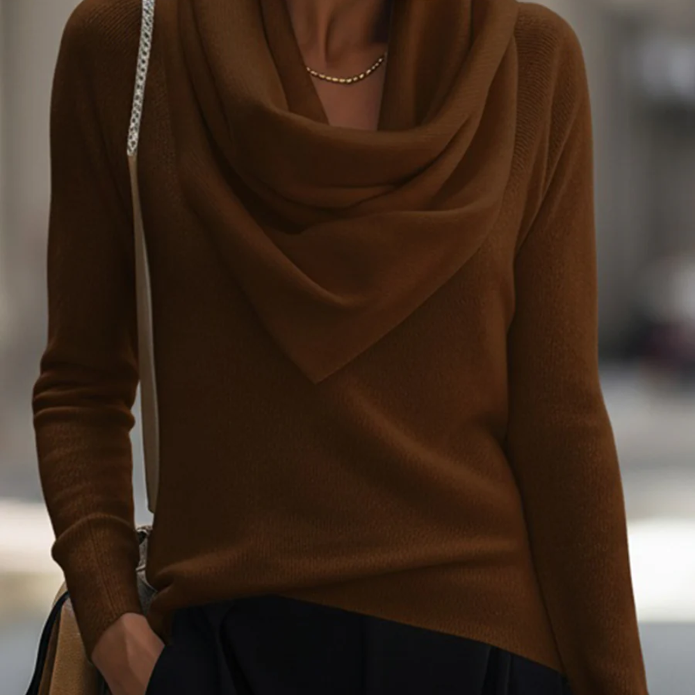 Eloria™ – Damen Langarmshirt mit Wasserfallausschnitt