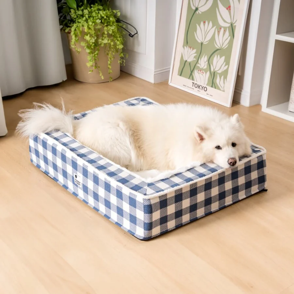 CalmPlaid™ - Festliches, beruhigendes Hundebett in klassischem Karo-Design