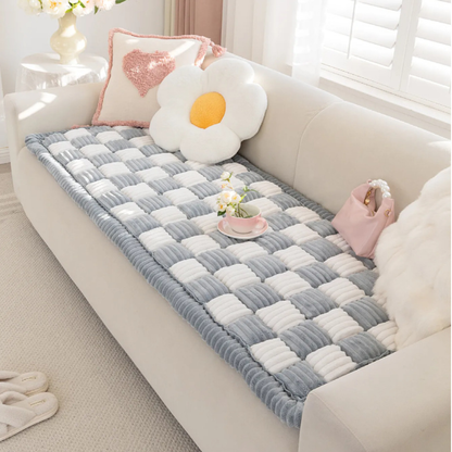 CreamWeave™ - Große, kuschelige Flanell-Decke in Cremefarbenem Karo-Design