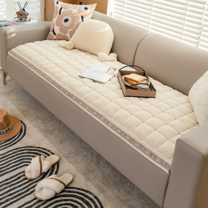 CreamWeave™ - Große, kuschelige Flanell-Decke in Cremefarbenem Karo-Design