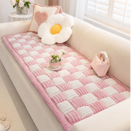 CreamWeave™ - Große, kuschelige Flanell-Decke in Cremefarbenem Karo-Design