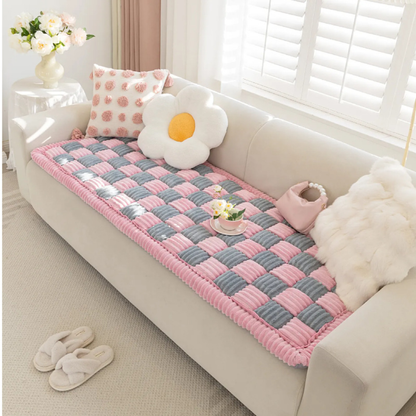 CreamWeave™ - Große, kuschelige Flanell-Decke in Cremefarbenem Karo-Design