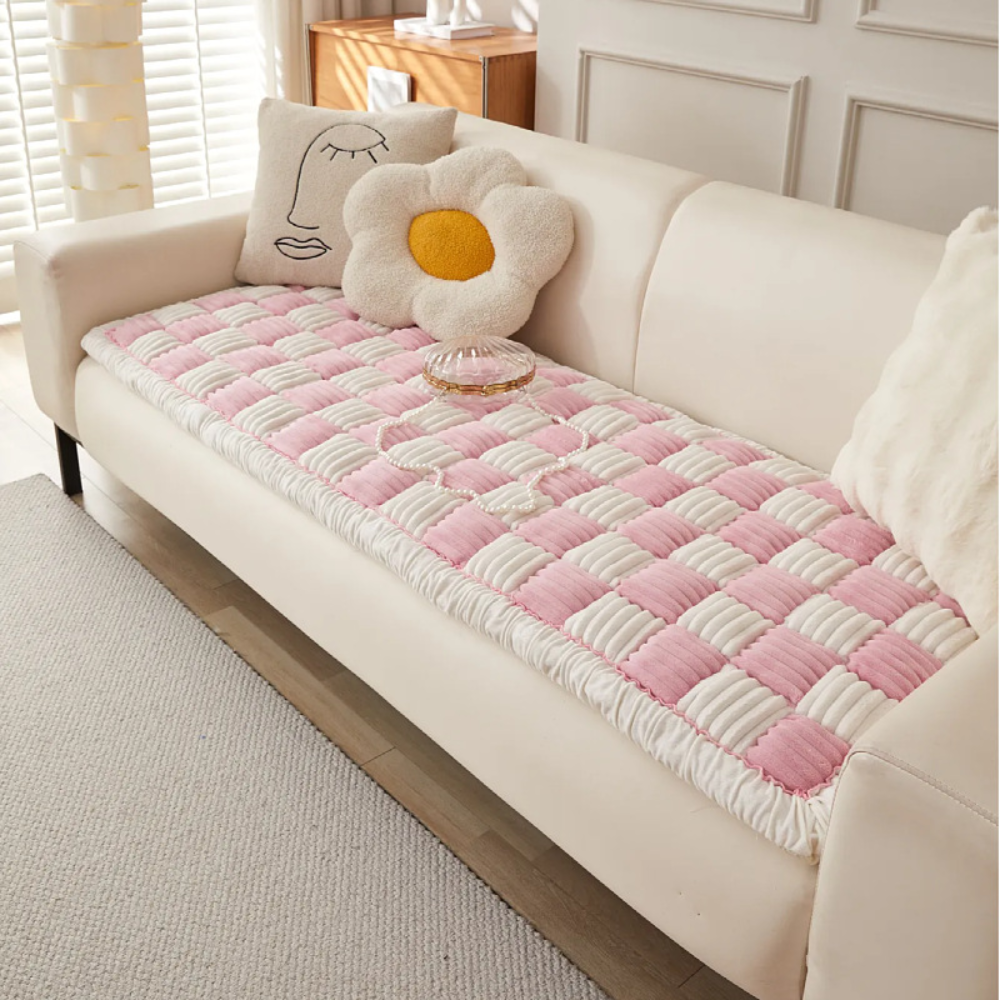 CreamWeave™ - Große, kuschelige Flanell-Decke in Cremefarbenem Karo-Design