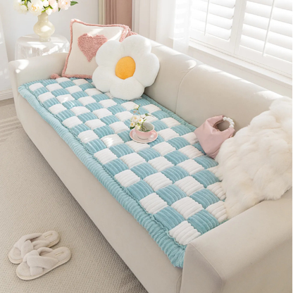 CreamWeave™ - Große, kuschelige Flanell-Decke in Cremefarbenem Karo-Design