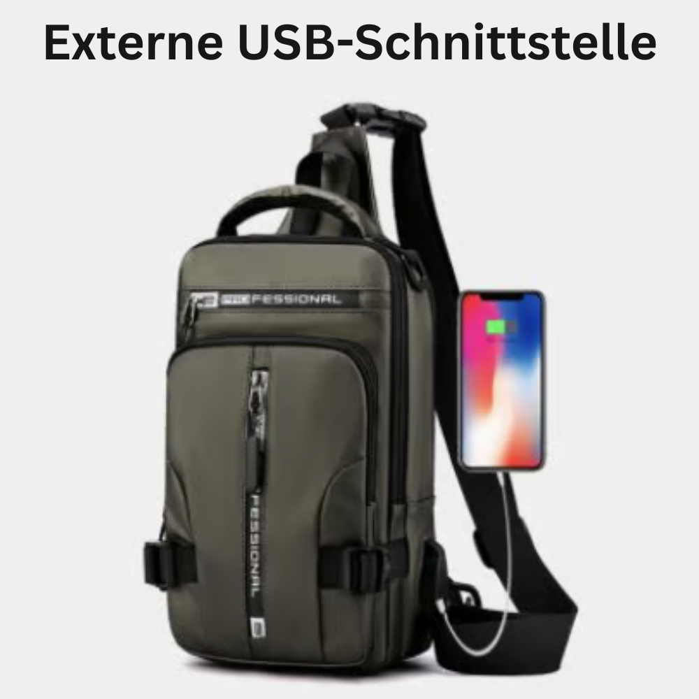 UrbanCarry™ – Herren Crossbody Schultertasche mit USB-Anschluss & Wasserabweisendem Stoff