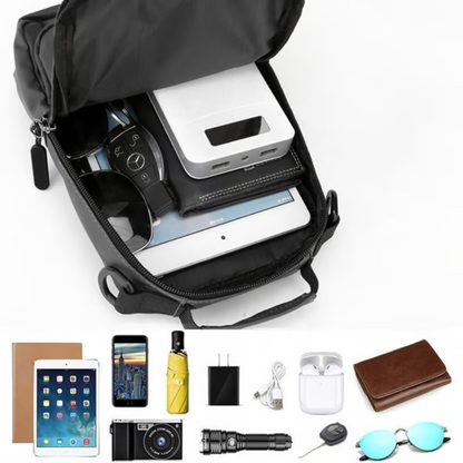 UrbanCarry™ – Herren Crossbody Schultertasche mit USB-Anschluss & Wasserabweisendem Stoff