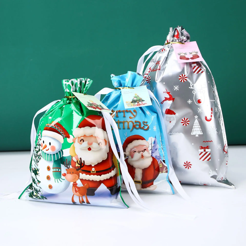 EcoSack™ - Biologisch abbaubare Weihnachts-Geschenkbeutel mit Zugband