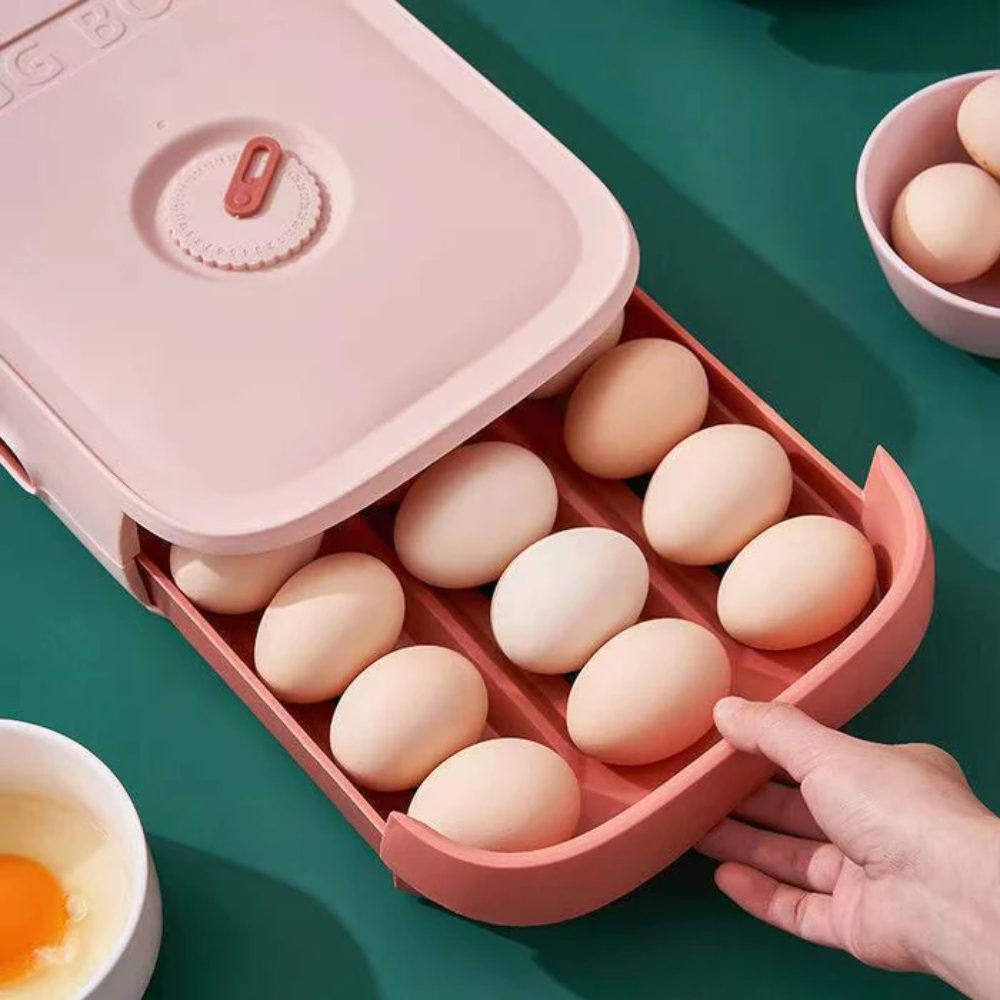 EggRoller™ – Automatischer Eierhalter mit Rollsystem für Kühlschrank & Ordnung