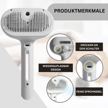 FellMeister™ – Selbstreinigende Katzenbürste mit Sprayfunktion
