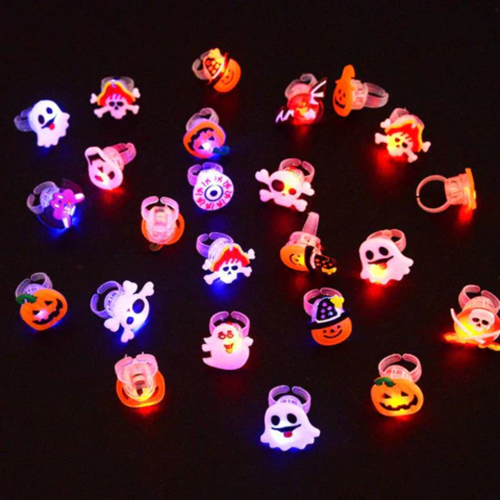 GlowFright™ – Leuchtende Halloween Ringe für Kinder & Partys, 50 Stk.