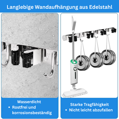 GripFix™ Wall – Edelstahl Wandhalterung für Besen, Mopp & Reinigungsgeräte
