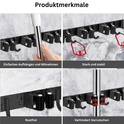 GripFix™ Wall – Edelstahl Wandhalterung für Besen, Mopp & Reinigungsgeräte