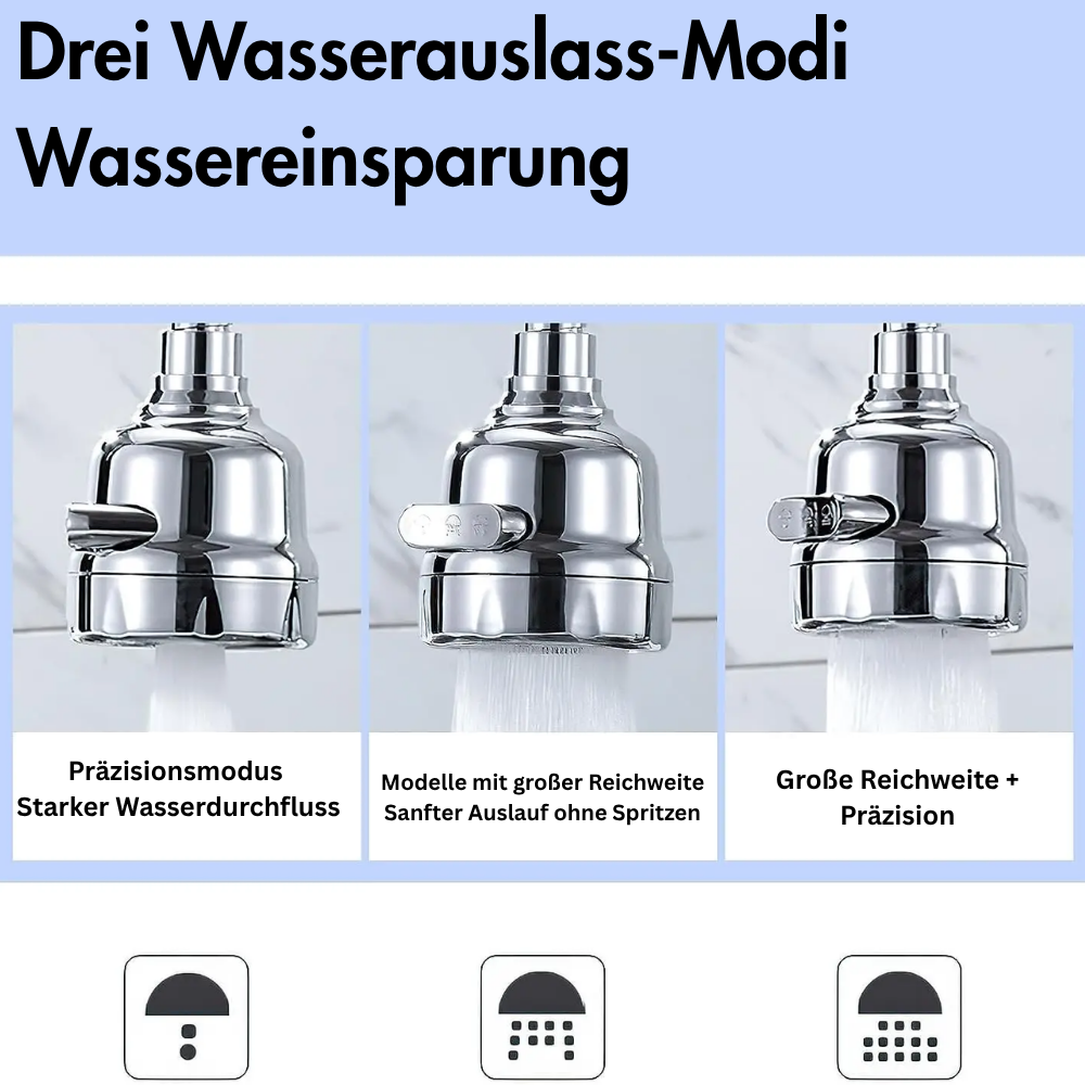 KüchenJet™ – 360° Wasserhahn-Aufsatz mit Sprühfunktion & Wasserspar-Modus