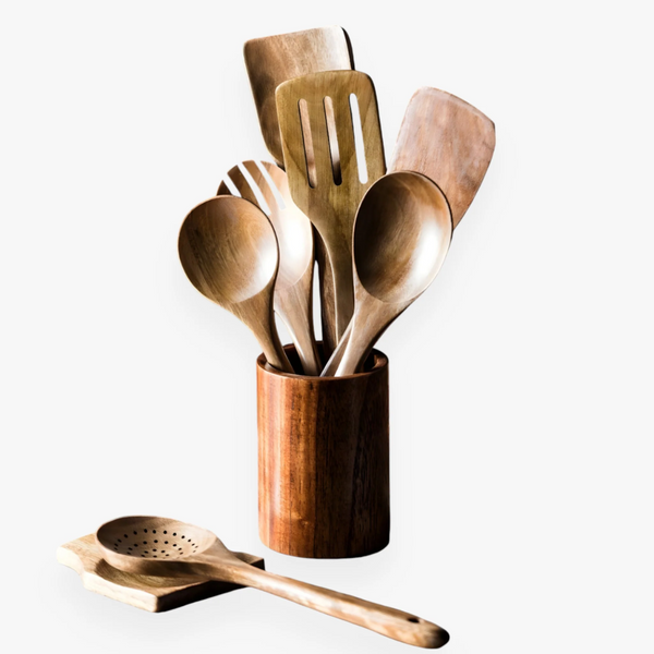 NaturKoch™ – 9-teiliges Küchenhelfer Set aus Holz für stilvolles Kochen
