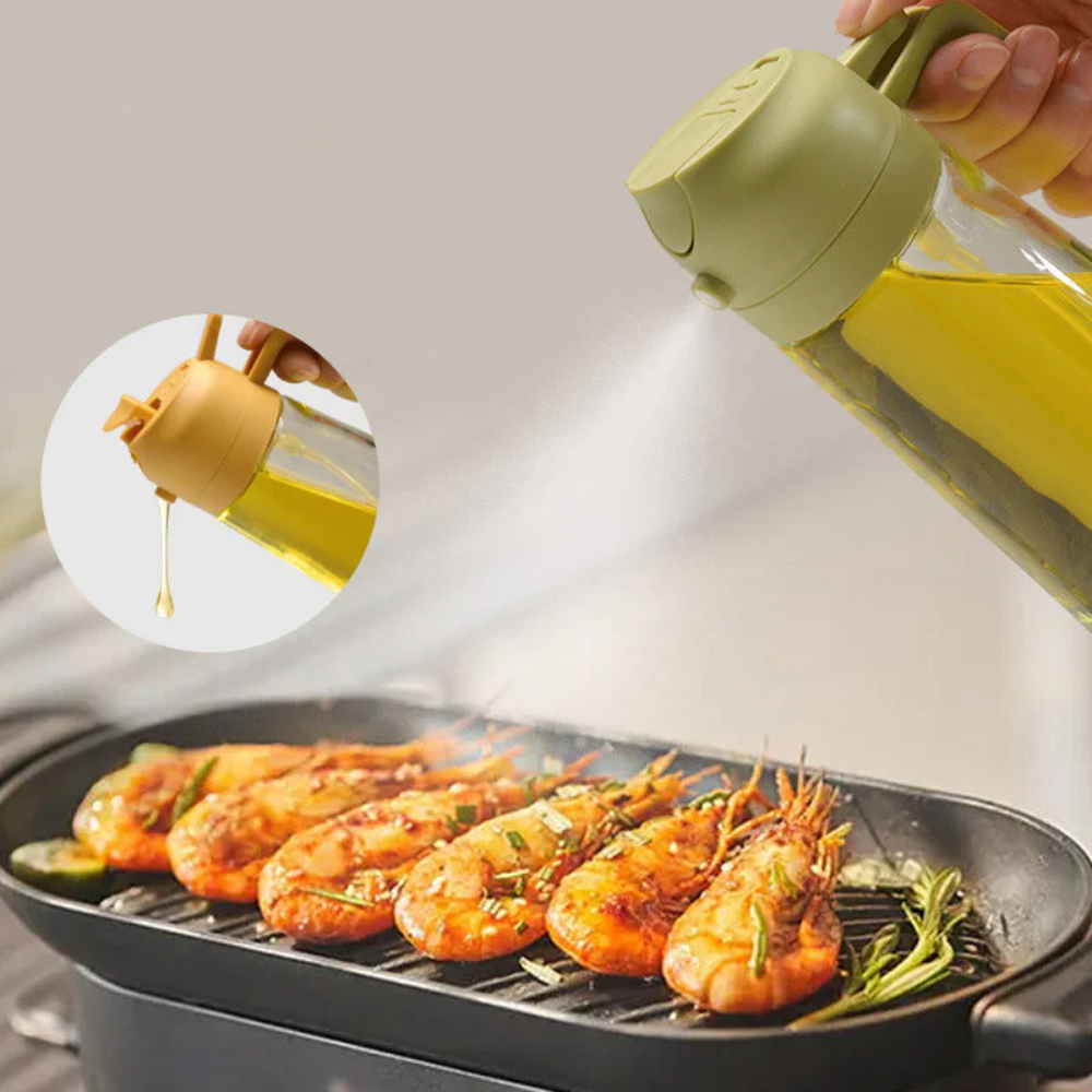 OilMaster™ – 2-in-1 Glas Ölspender & Sprühflasche