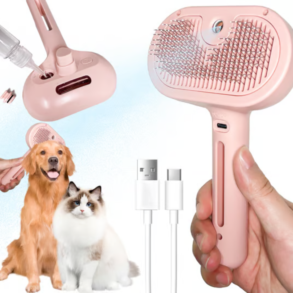 FellMeister™ – Selbstreinigende Katzenbürste mit Sprayfunktion