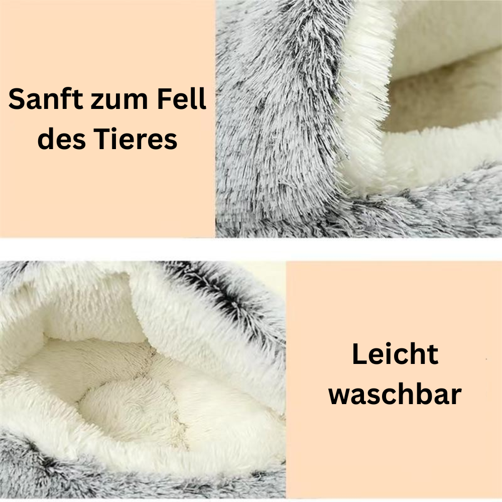 PAWRELLE™ SnuggleCave – Geschlossenes Haustierbett mit Dach, Flauschig & Waschbar