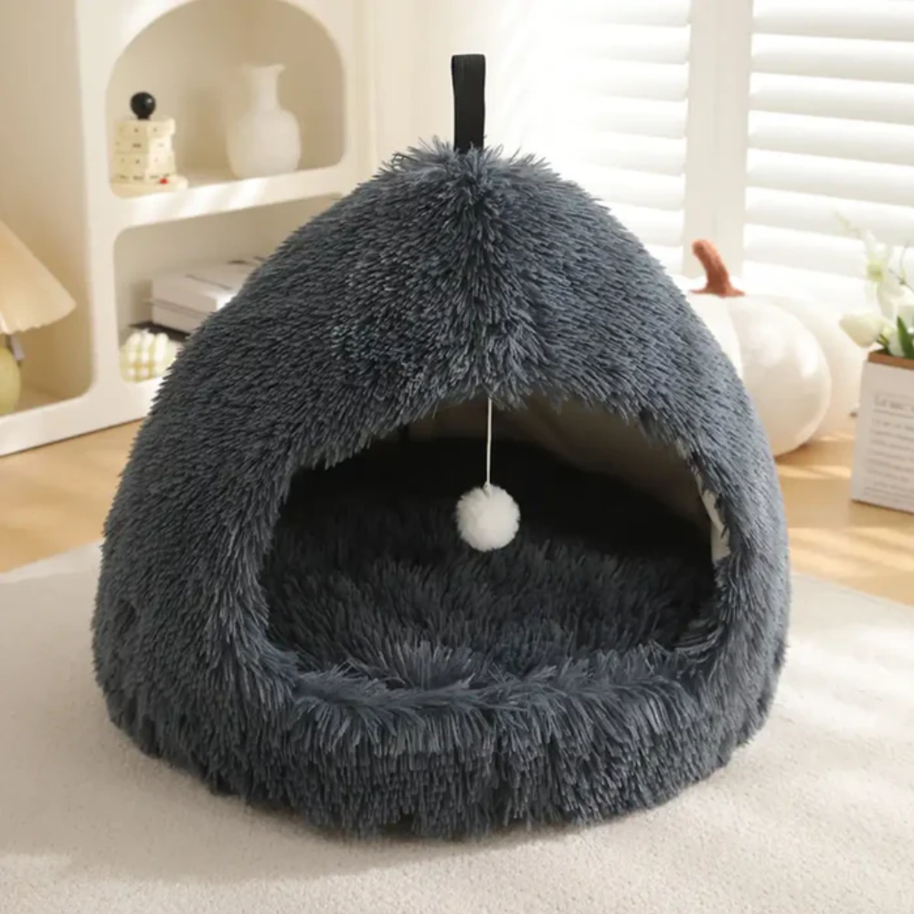 SnugHaven™ - Warmes Flauschiges Flanell Haustierbett & Kuschelhöhle