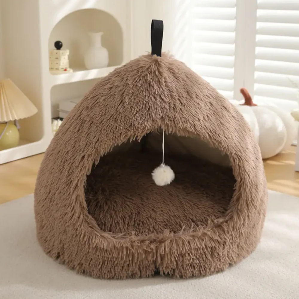 SnugHaven™ - Warmes Flauschiges Flanell Haustierbett & Kuschelhöhle